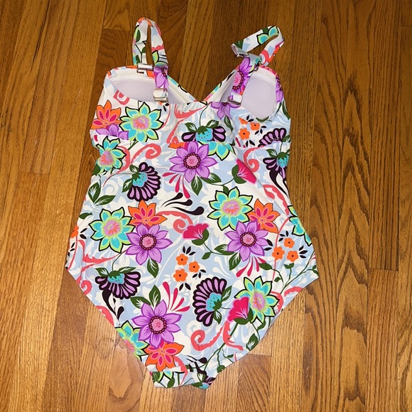 Ann Cole white floral swimsuit Fleetwood one piece size 20W - Picture 3 of 7